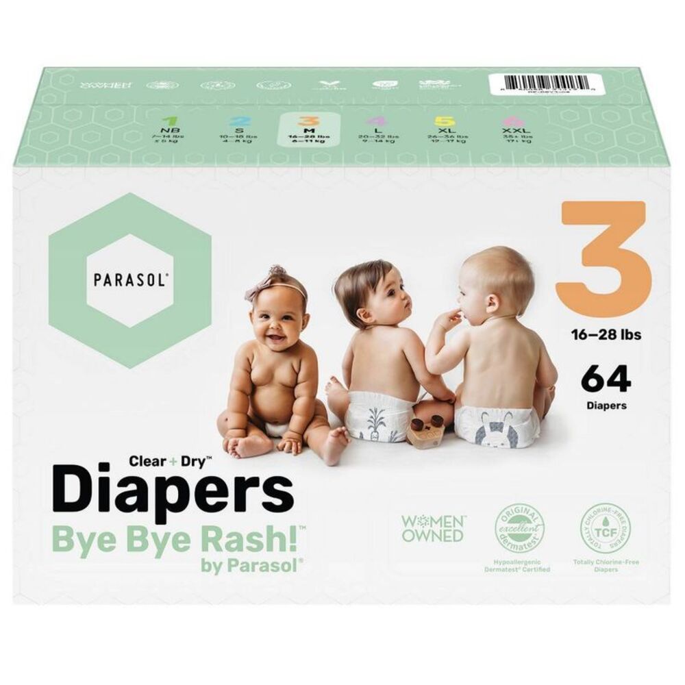 Parasol -  Clear+Dry Natural Disposable Diapers - Siz White